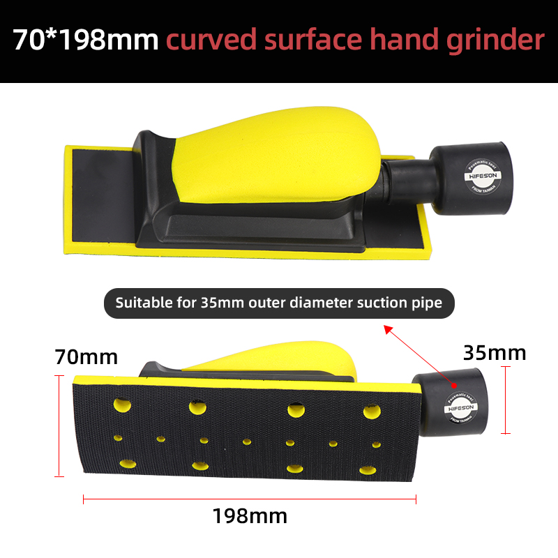 HIFESON-lijadora Manual de mano, herramienta de papel de lija, bloque de lijado, pulidora Manual de extracción de polvo, rectificadora para trabajo de madera y Metal: Naranja