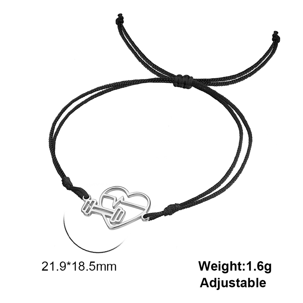 Cazador Esercizio sport battito cardiaco Bracciale con ciondolo con manubri per donna Gioielli in acciaio inossidabile 2025 Bracciale a catena con scatola a portata di mano: VERMEIL