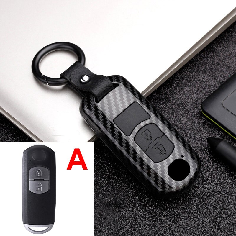 ABS+Silicone Car Remote Key Case Fob Cover For Mazda 2 3 6 Atenza Axela CX-3 CX3 CX-5 CX5 CX 5 CX7 CX8 CX9 MX5: A Carbon