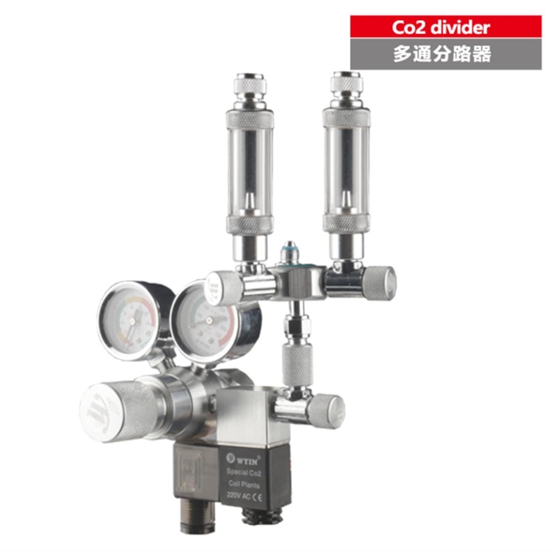 Aquarium W21.8 CO2 stainless steel aquarium regulator multi-channel shunt needle valve, solenoid valve bubble counter