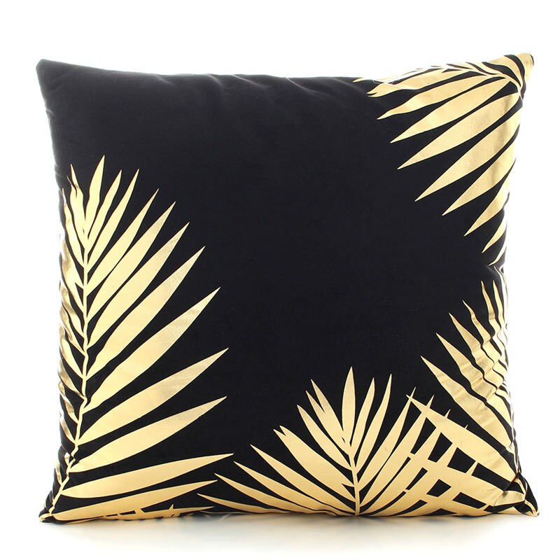 BeddingOutlet Bronzing Kussenhoes Goud Zwart Wit Kussensloop Geometrische Decoratieve Kussensloop Sofa Blad Kussenslopen 45x45
