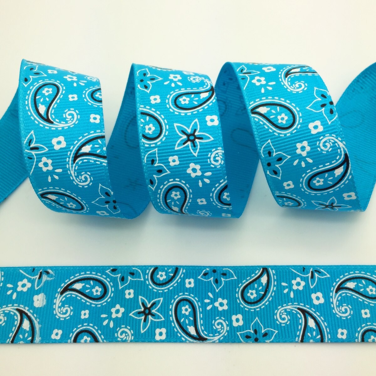 5 Yards 1 Inch 25mm Breed druppels water Gedrukt Grosgrain Lint Haar Boog/Kerst/bruiloft DIY Naaien Craft #009: Sky Blue