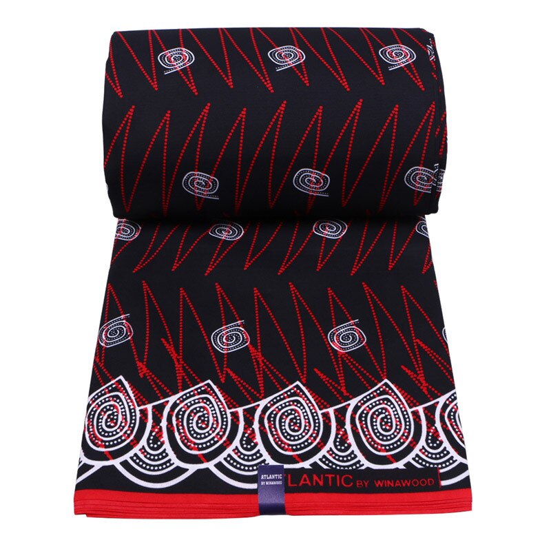 Dutch Wax Fabric Red And White Print African Veritable Ankara Guaranteed Wax Printed Black Fabric