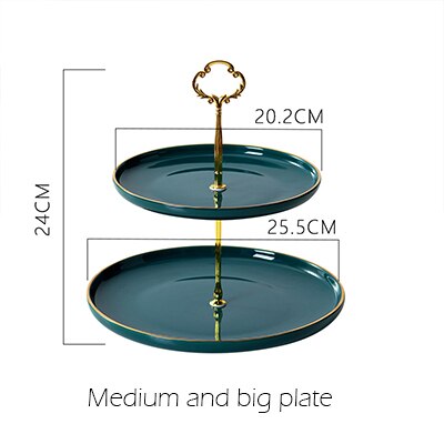 2 &amp; 3 Tier Elegante Keramische Plaat Goud Velg Cake Stand Fruit Dessert Home Party Decoratie Porselein Gebak Serveren platter: 2 tier plate