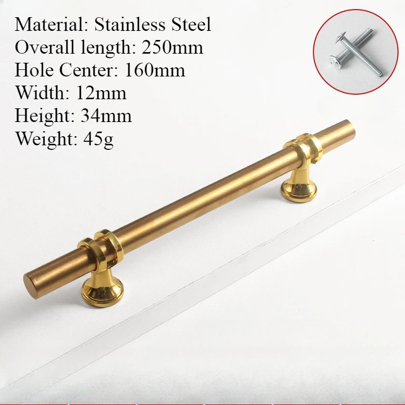 Tiradores de puerta dorados y negros modernos de 50mm-300mm, tiradores de armario de cocina, pomos de cajón sólidos, herrajes para muebles de: MULTICOLOR