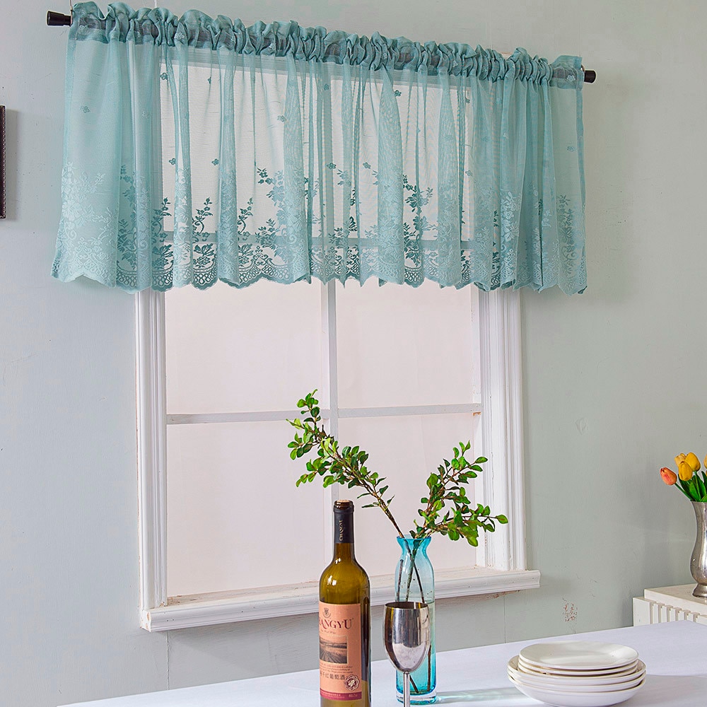 Lace kitchen curtains Waffle Woven Textured Valance for Bathroom Water Repellent Window Covering tenda#30