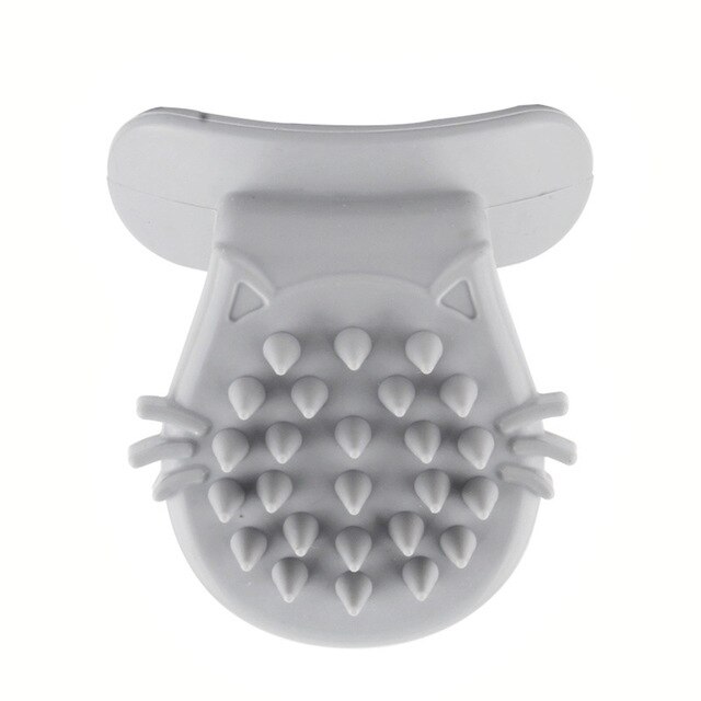 Pet Cat Massage Brush Tongue Shaped Silicone Soft Pet Hair Remover Brush Licking Cat Kitten Massage Brush Cat Grooming Tool: Silver gray