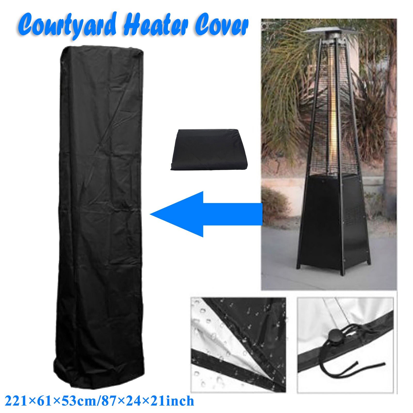 Waterdichte Cover Outdoor Heater Vuile Cover Waterdichte Cover Vierkante Waterdichte Cover Black Patio Heater Cover