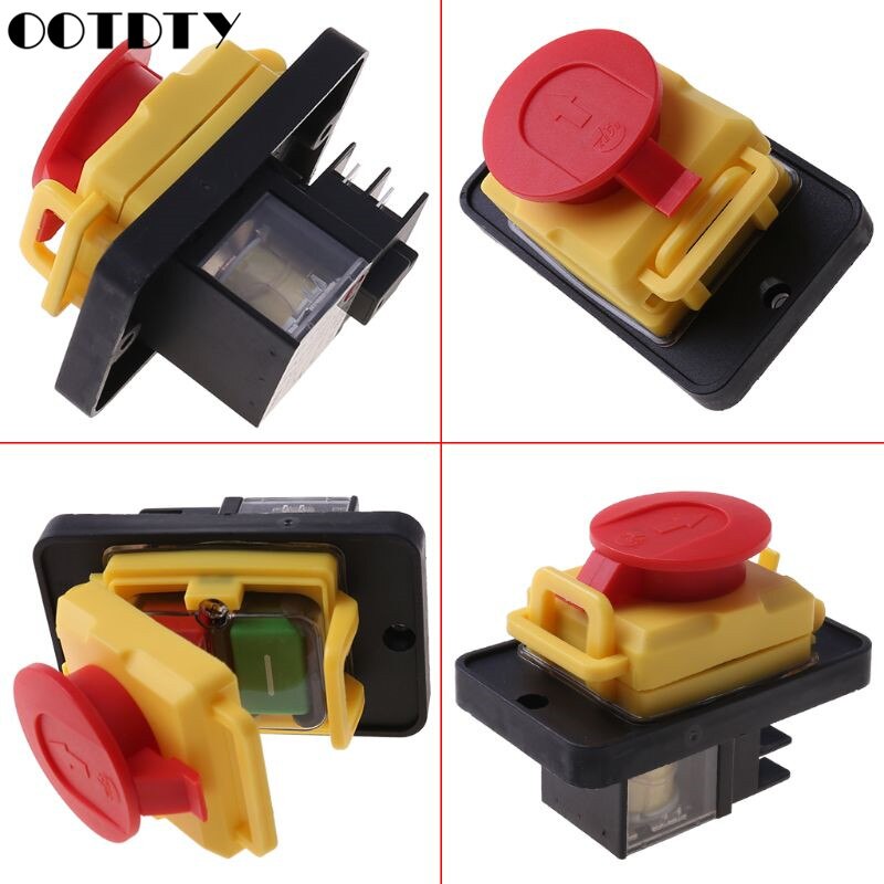 KJD12 250V 4Pin Waterproof Magnetic Start Stop No Volt Release Pushbutton Switch