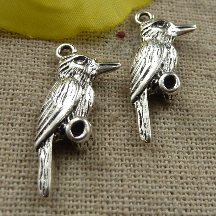 90 pezzi d'argento tibetano di fascini di uccelli 27x12mm #4357