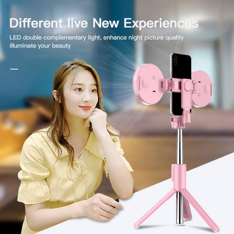 Draadloze Bluetooth Selfie Stok Led Ring Licht Uitschuifbare Handheld Monopod Live Statief Voor Iphone/Android Smart Telefoon