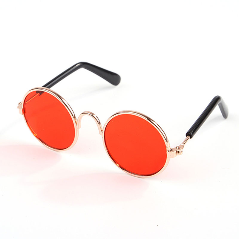 Pet Glasses Lovely Vintage Round Cat Sunglasses Reflection Eye Wear Glasses For Small Dog Cat Pet Photos Props Accessories: Red