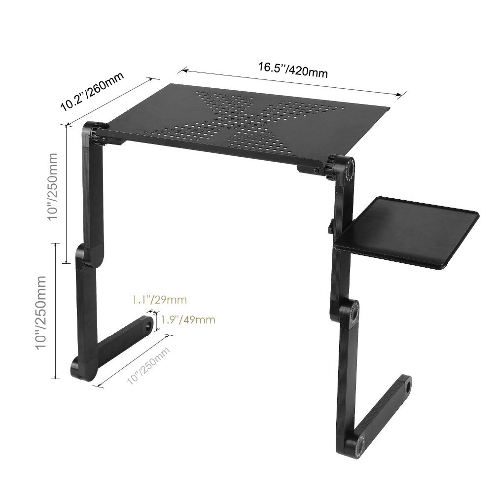Adjustable Aluminum Laptop Desk Ergonomic Computer Desk Portable TV Bed Desk Tray