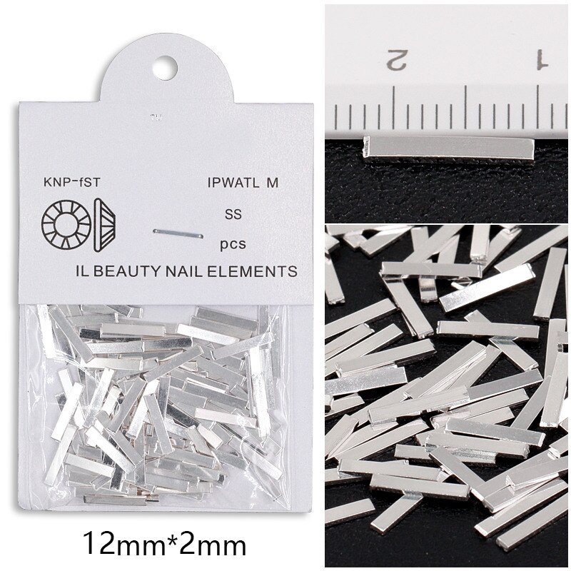 100 st/påse guldtacka silver svart 3d metall nageldekorationer legering berlocker för naglar tillbehör tillbehör verktyg 5 längder: 12mm silver
