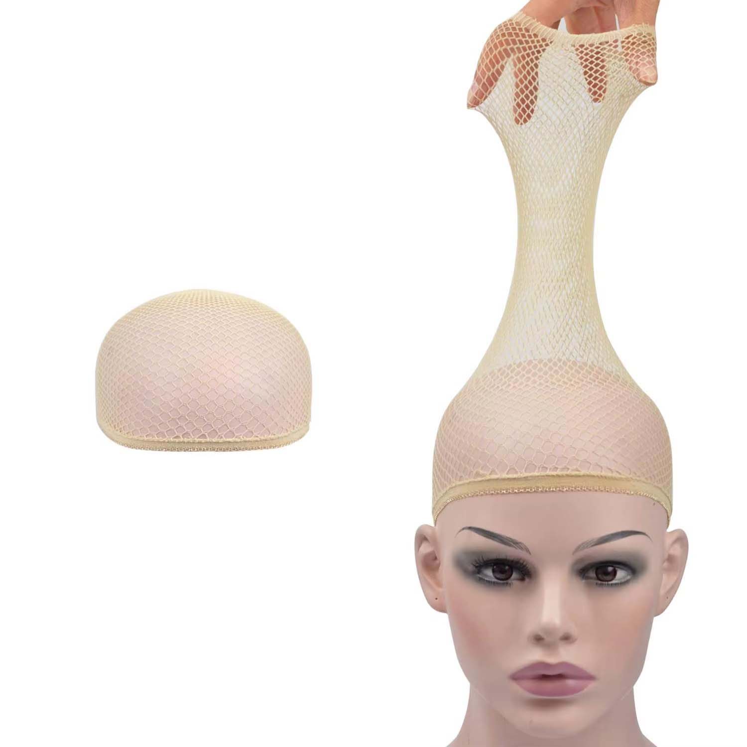 Gorro de malla para peluca, red elástica para el cabello negro, red elástica para peluca de rejilla con extremo abierto, gorro de malla transpirable para accesorios de peluca