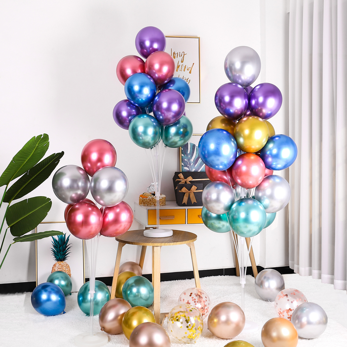 Supporto per palloncini di compleanno Supporto per palloncini Supporto per palloncini Tubi per bastoncini per palloncini Decorazione per feste di compleanno per matrimoni bambino doccia per bambini