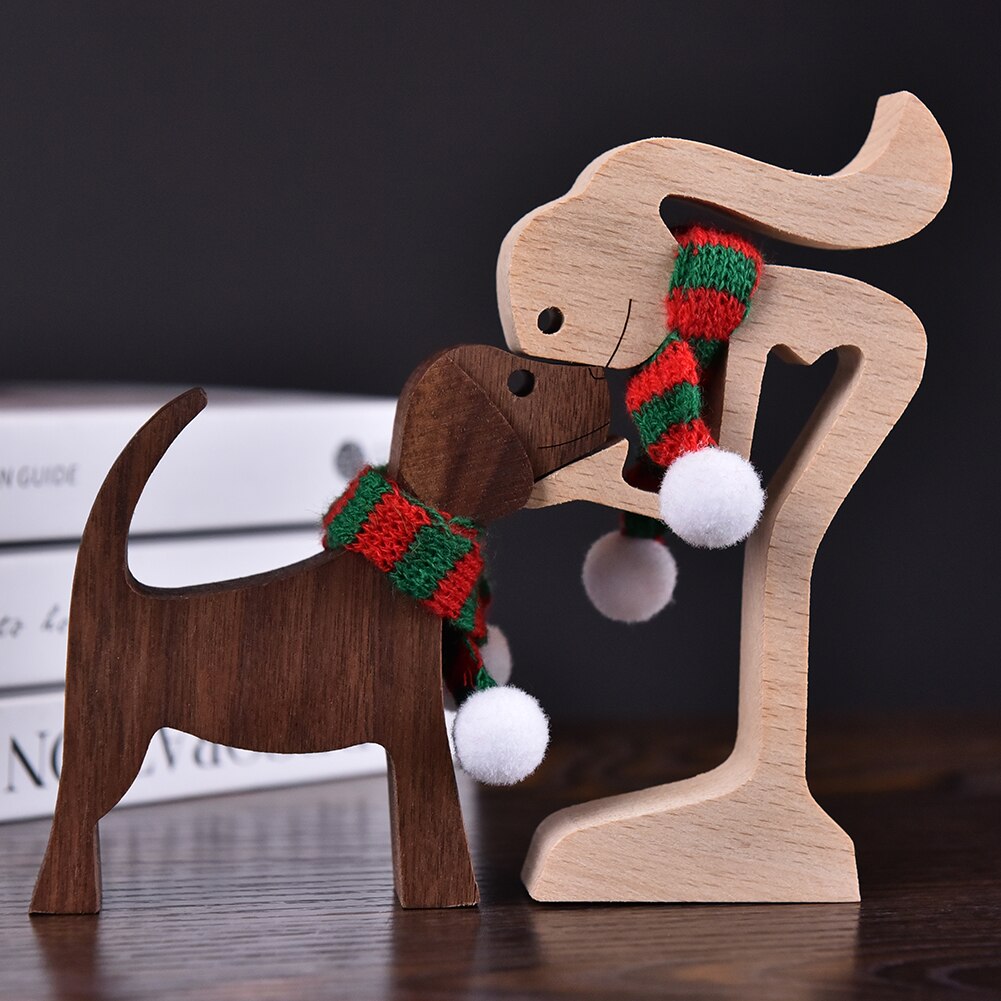 Pet Decorations Craft Wooden Dog Cat Doll Ornaments Carved Model Home Office Ornaments Love Pets