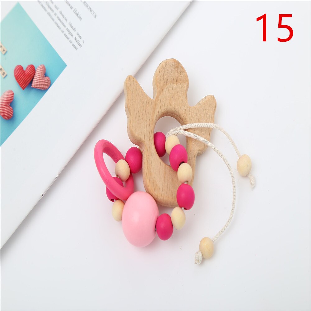 1Pc Hout Armband Dier Vormige Baby Organische Houten Siliconen Kralen Baby Molaire Speelgoed Voor Kids: 15