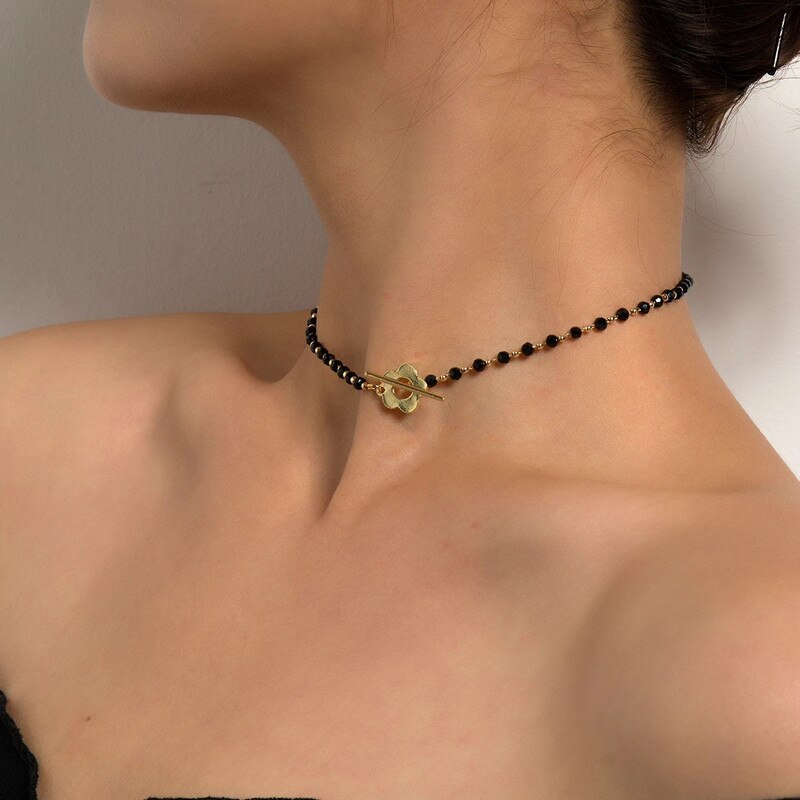 Barocke perlen-Halsband-halskette mit wasseranhänger, damenkragen, boho-Punk-stil, knebelverschluss, perlenkette, ästhetischer schmuck