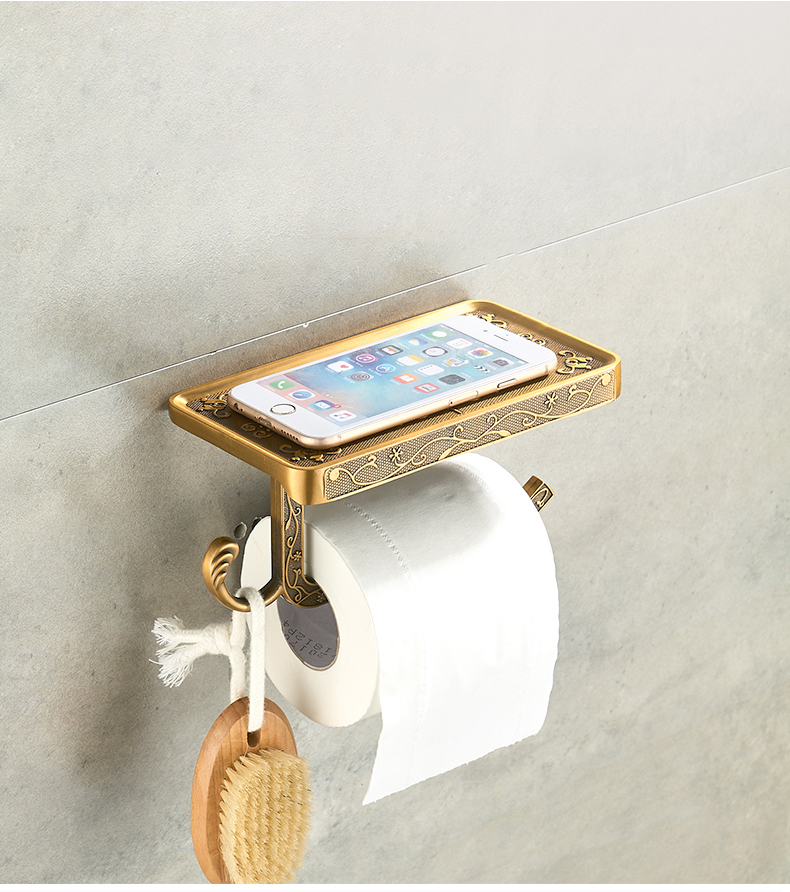 Antieke Badkamer Hardware Set Muur-Gemonteerde Handdoekrek Toiletborstel Rek Föhn Rek Zeepbakje Douche Hoekrek Accessoires