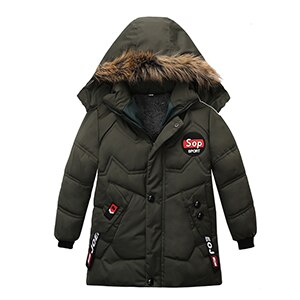 jongens jassen en jassen maat 2-5t leeftijd zwaargewicht husky winter herfst vallen kleding verdikking kap wol rits: Army Green / 3T
