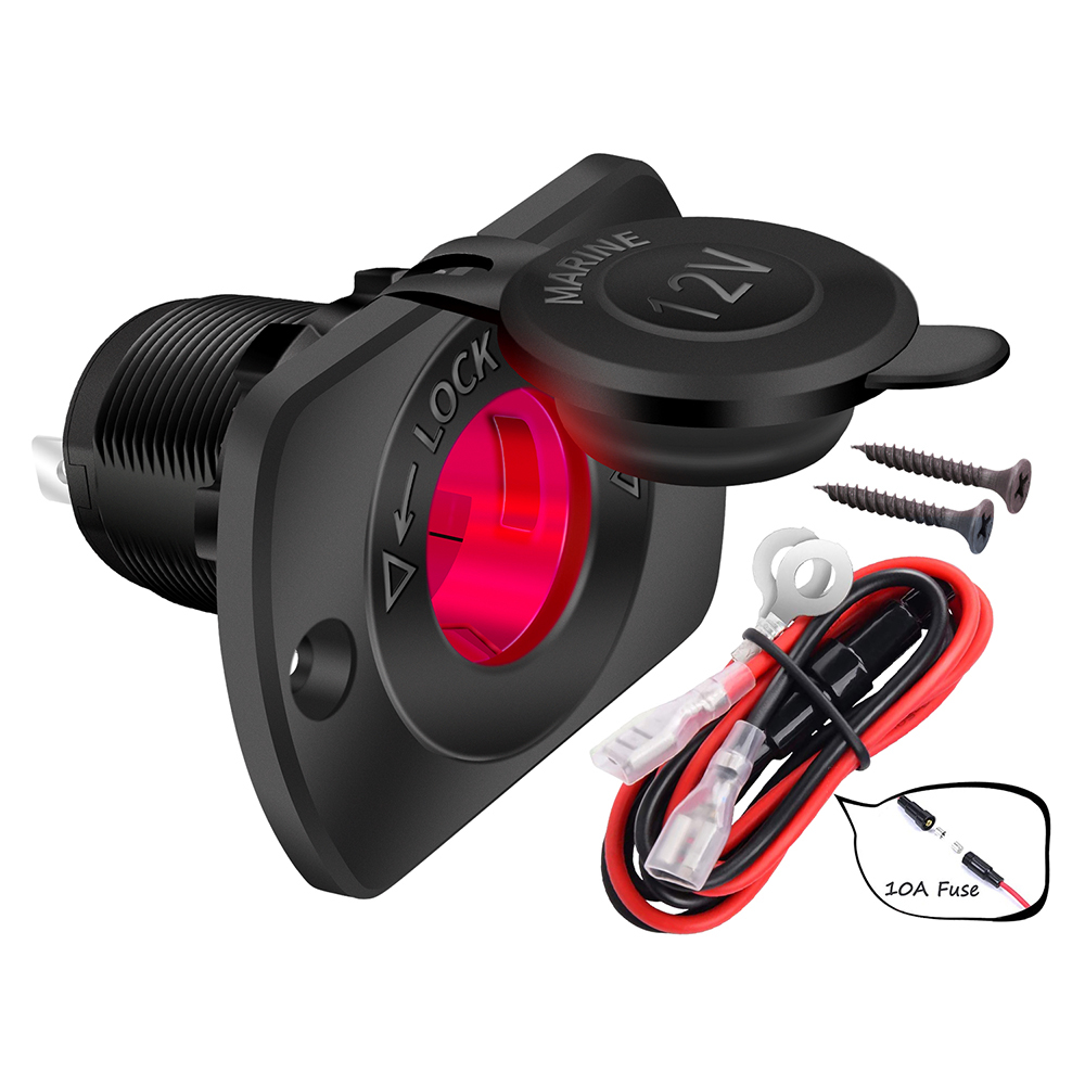 12 V Auto-Zigarettenanzünder-Buchse Femaile 12 Volt Steckdose Ersatz mit blauer LED wasserdicht für Stiefel Marine Motorrad: verrotten