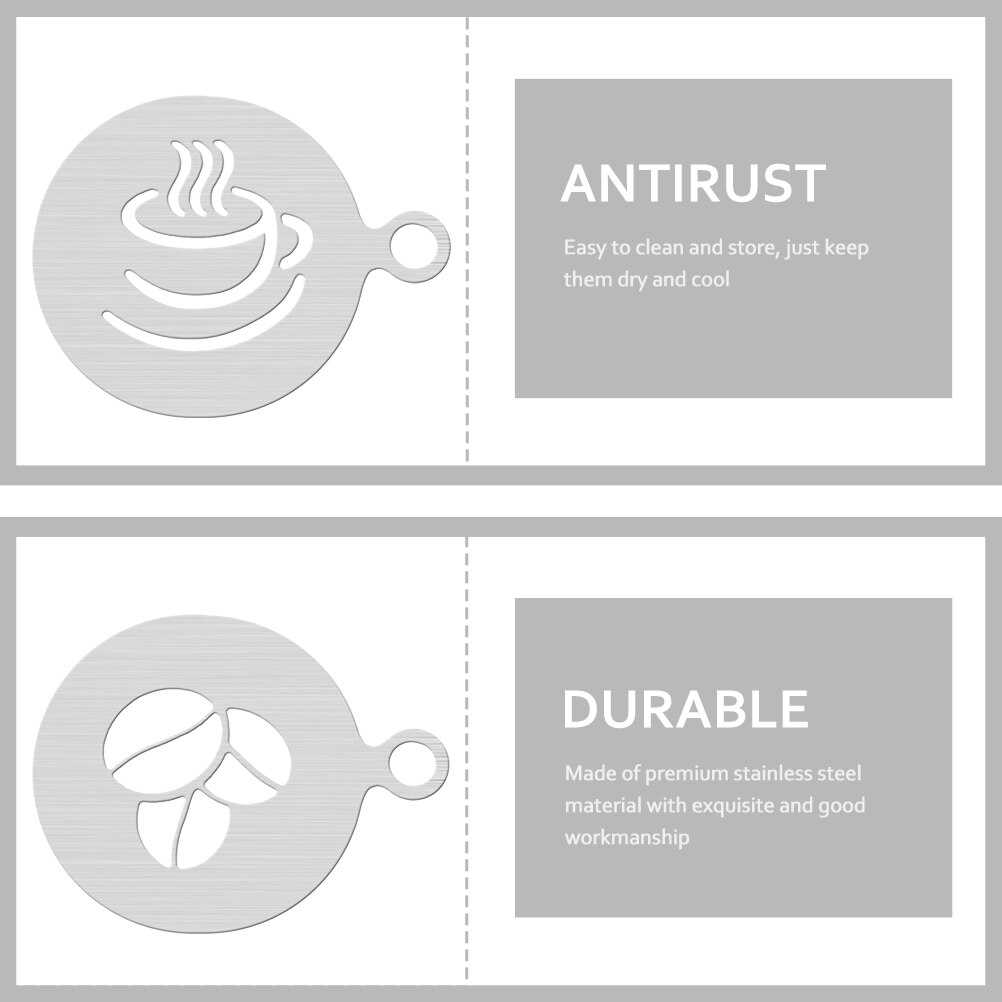 2Pcs DIY Cappuccino Latte Art Template Latte Art Stencils DIY Coffee Templates