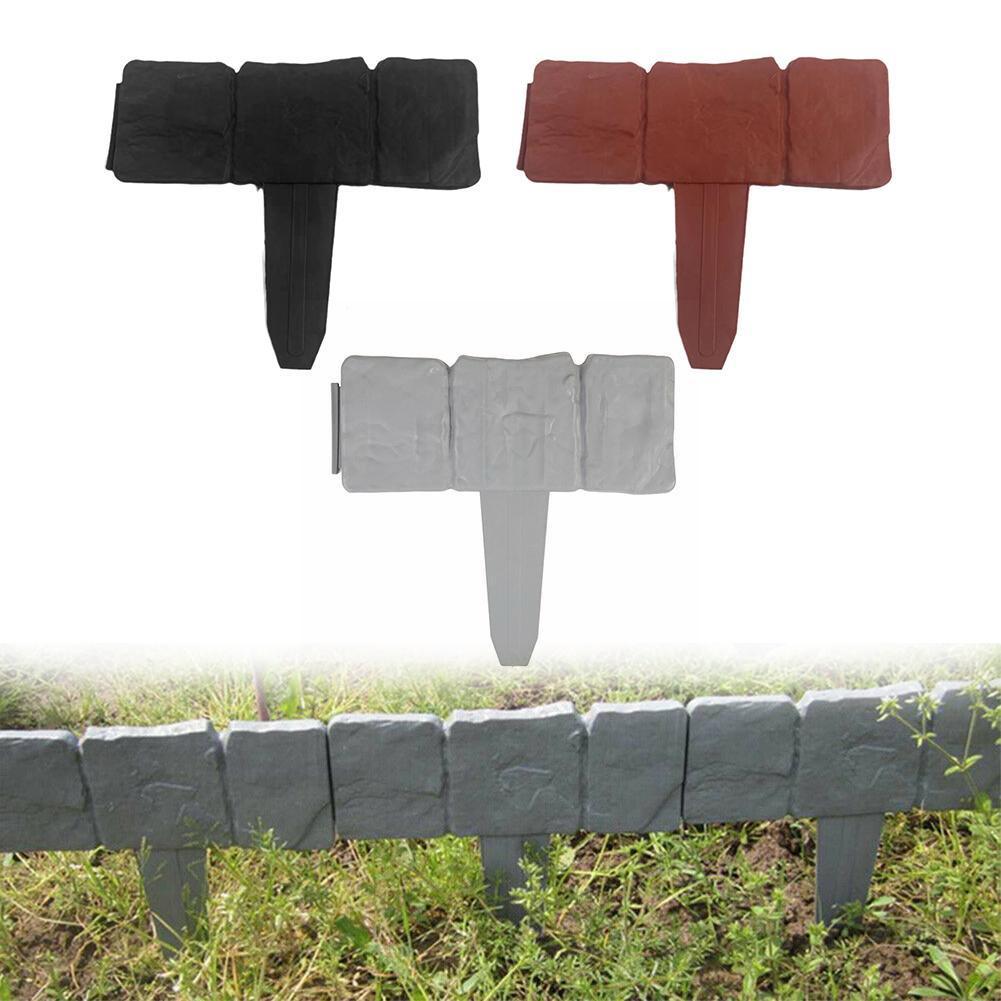 1pcs Garden Fence Edging Cobbled Stone Effect Plastic Border Flower Decorations Lawn Plant Border Edging Bed T3c2