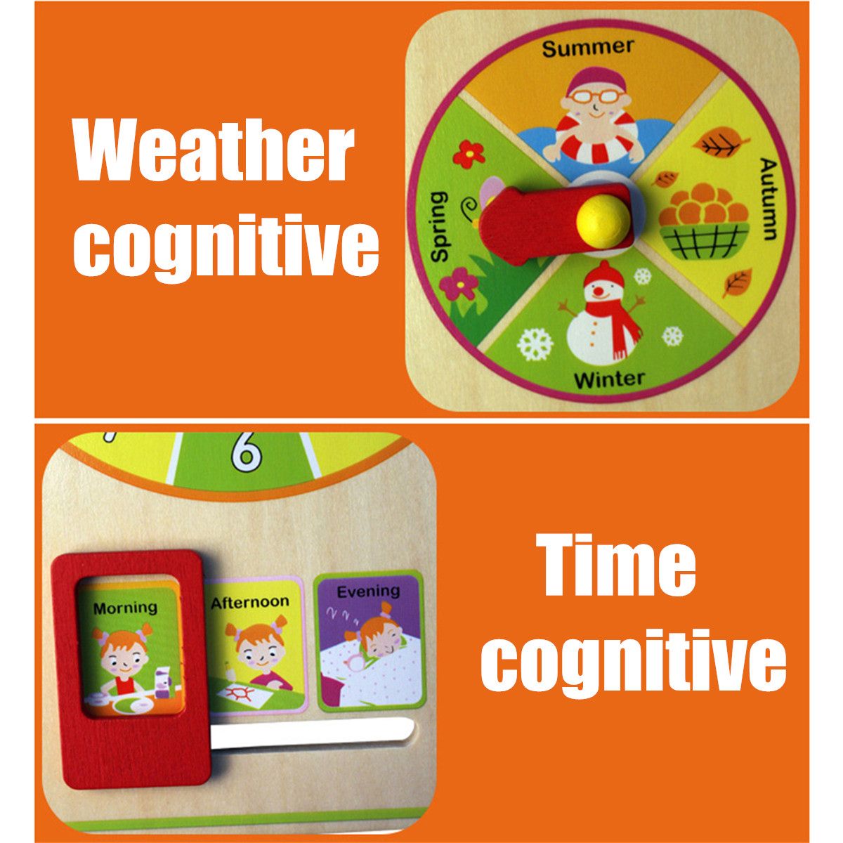 Wooden Multifunction Toy Weather Season Calendar Clock Cognition Preschool Parent-Child Early Education Toy For BABY Children