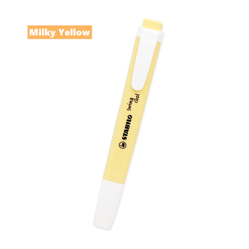 STABILO – stylo à surligneur Swing Cool, marqueur de couleur Pastel subtil au format de poche, 1 + 4mm mettant en évidence la ligne de dessin pour l&#39;école A6522: Milky Yellow