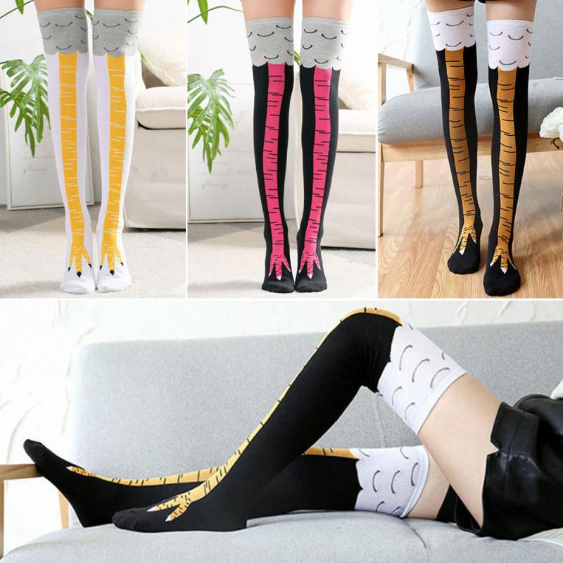 nette Karikatur Huhn Füße aufbringen Socken mit Huhn Druck kappe Frauen Mädchen Karikatur Strumpfhosen Strümpfe Weihnachten