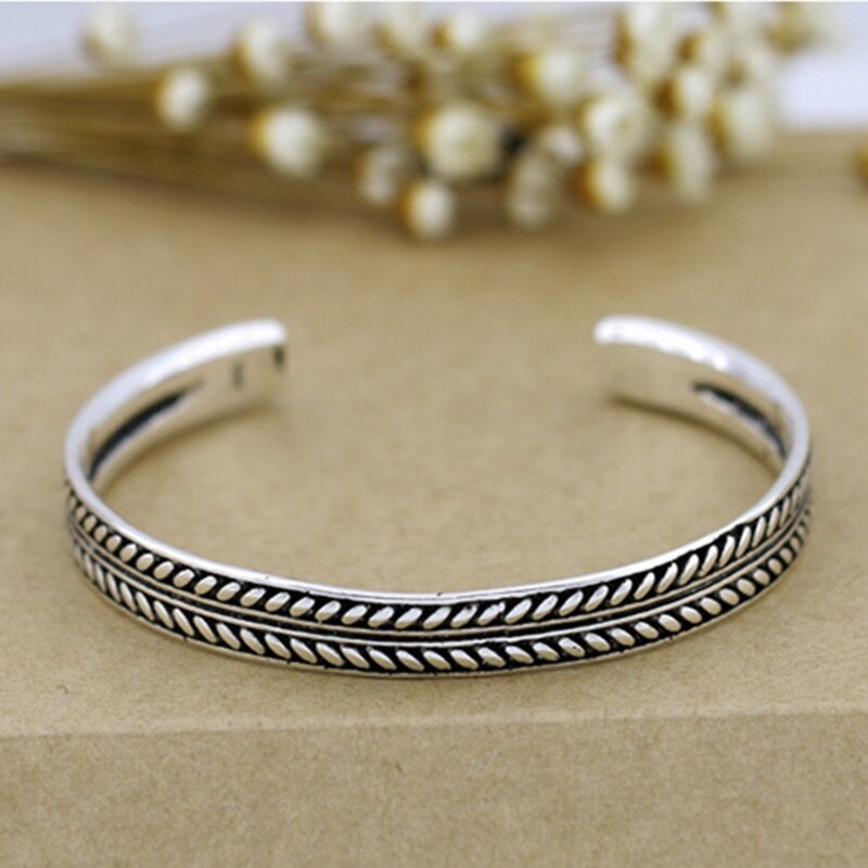 Viking retro bladmønster punk gotisk åbent armbånd til mænd og #39 ;smykker