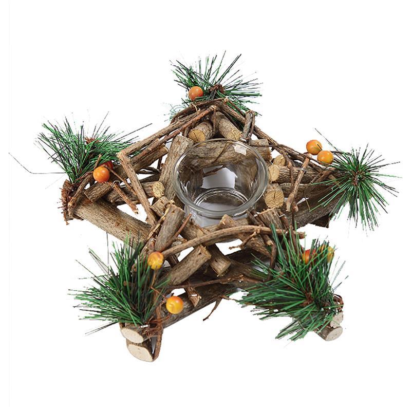 Kerst Kaars Stand Retro Krans Decor Kerst Kaars Houders Pine Cone Bessen Woodland Rustieke Xmas Middelpunt Decor: 1
