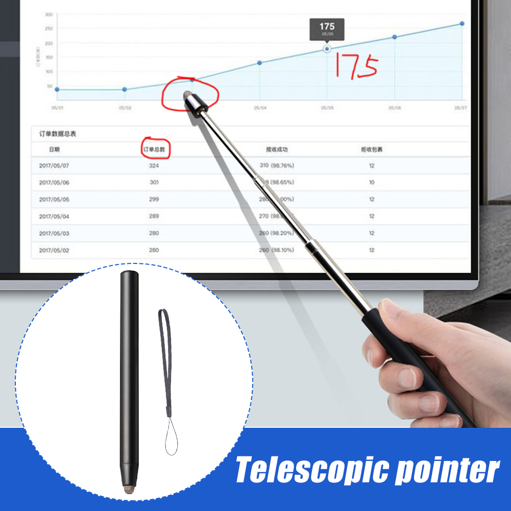 With Lanyard Stainless Steel Stick Teacher Touch Screen Retractable Presentation Capacitive Pen Doctor Telescopic Pointer
