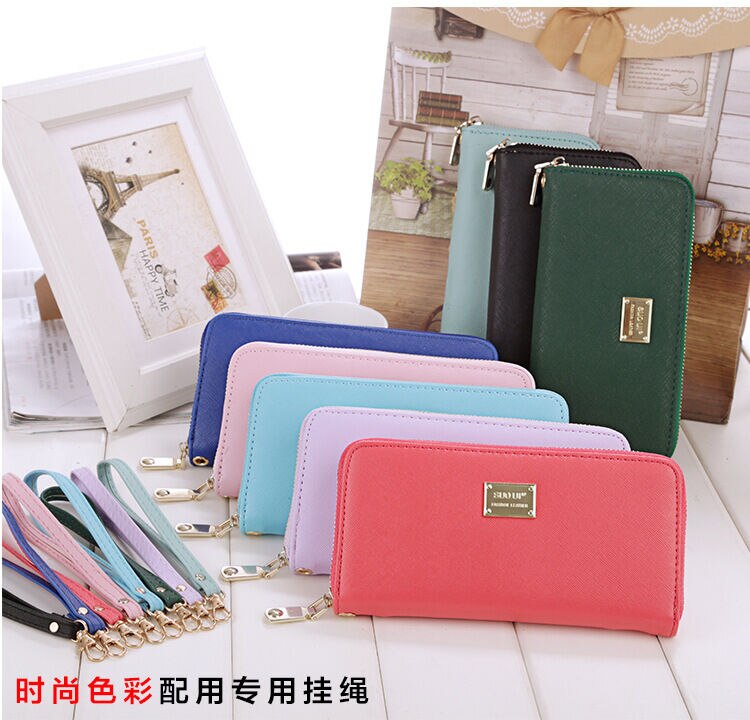 femmes en cuir portefeuille dame carte porte-monnaie longue sac à main pochette sac à glissière