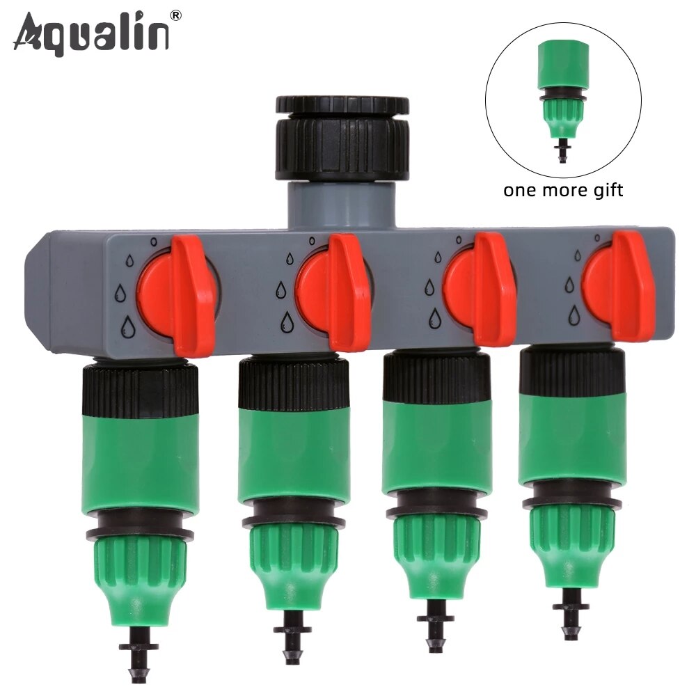 4 Way Water Distributor Tap Adapter With 5pcs Quick Adapter ABS Plastic Splitters for Hose Tube Water Faucet#27208+26301PJ3