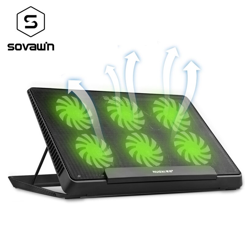 6 Led Fan Cooling Pad Aluminium Laptop Cooler Pad Stand Voor 17 15.6 Inch Usb Cooler Notebook Base Holder Verstelbare snelheid