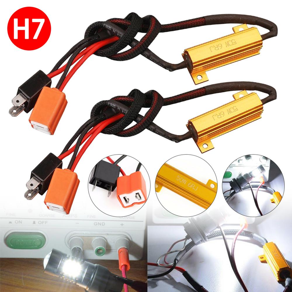 2 uds H7 50W 6Ω LED Canbus resistencia de carga advertencia decodificador de cancelador libre de Error luz LED coche resistencia de carga DC 12V Auto Accesorios: Default Title