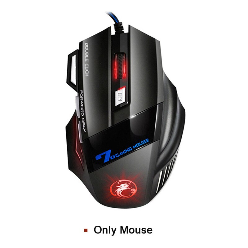 Tri-kleur USB Bedraad LED Backlit Laptop Computer Gamer Toetsenbord Muis Combo Optische Pro 7 Knoppen 5500 DPI Gaming muis: Only Mice