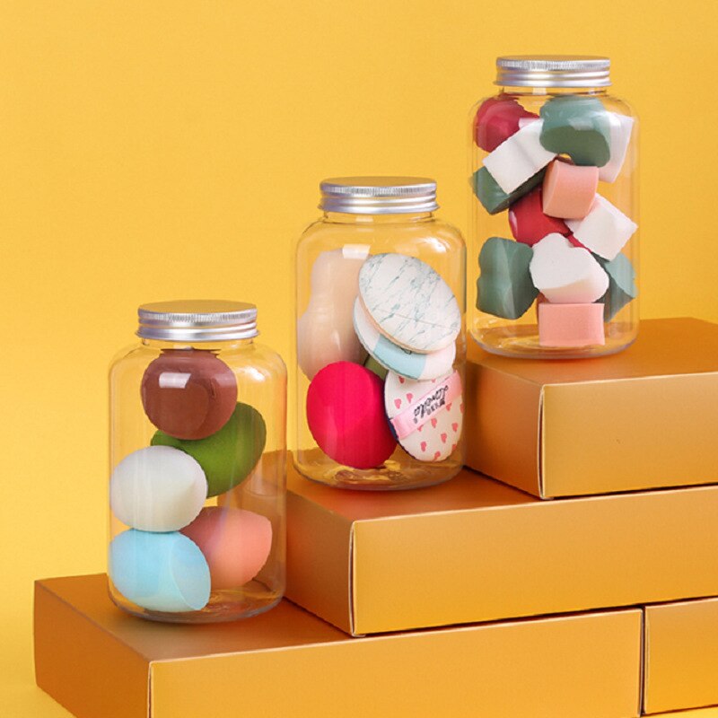 Kleine waaiervormige snoeppuff blik niet-kaart poeder make-up make-up ei 12 stuks fles make-up ei puff combinatie