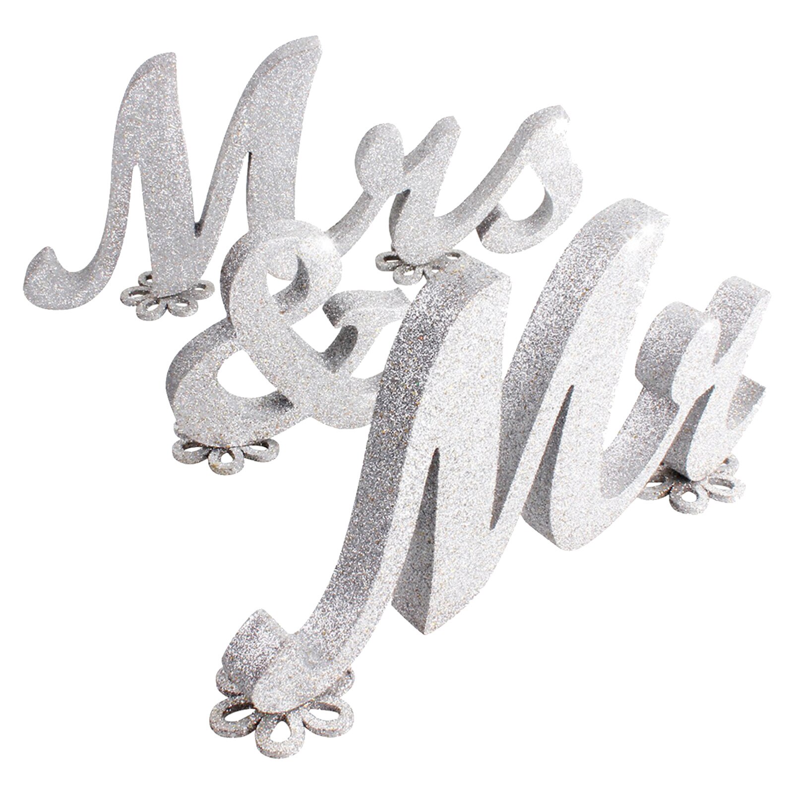 Panneaux de mariage en bois or MR &amp; MRS, 2 pièces/ensemble, chiffres de Table de mariage en bois doré, lettres de décoration pour la saint-valentin: Silver