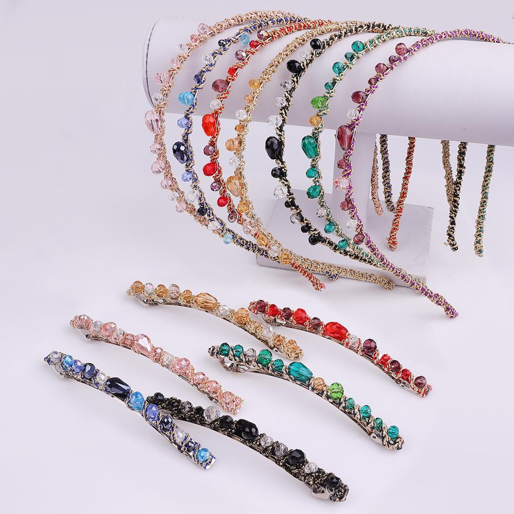 Aurstria-bandeau cheveux cristal arc-en-ciel | Accessoire pour mère de mariée, 14 couleurs, avec larges bords, strass,