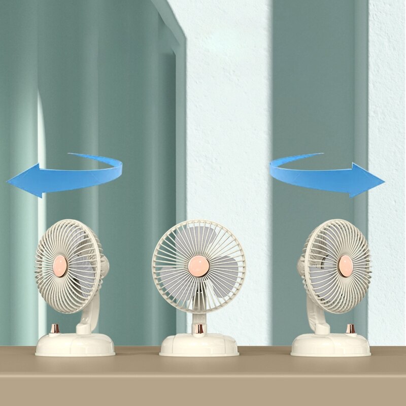 Adjustable Angle Oscillating Fan Shaking Head Quiet Air Supply Large Battery Capacity 2000mAH Strong Wind Rechargeable D5QC