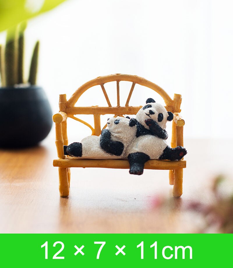 Statue de panda mignonne en résine, micro-décoration pour voiture, bureau, jardin extérieur, sculpture animale, décoration, ornement: 7