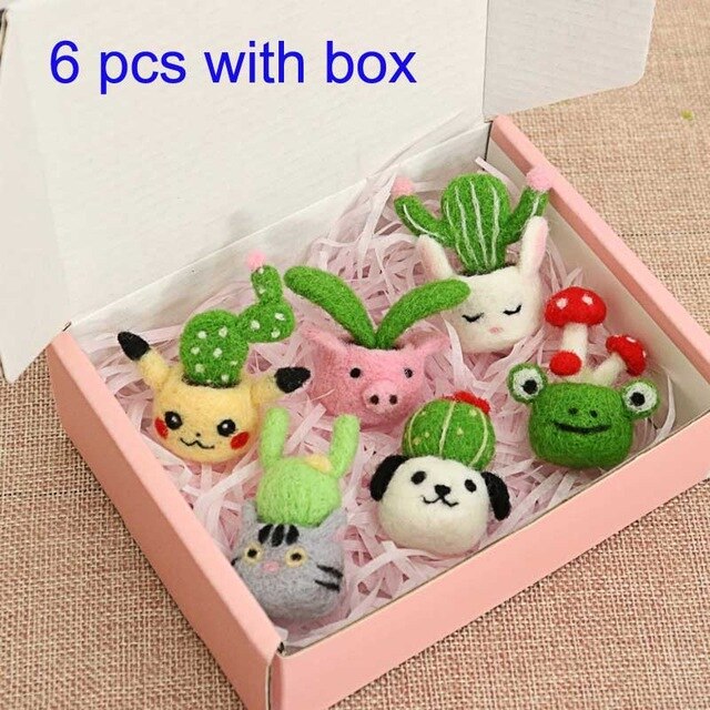 9 pcs /set Dogs Cat Cautus Wool needle felting DIY Handmade Stitch Needlework For special Material Package