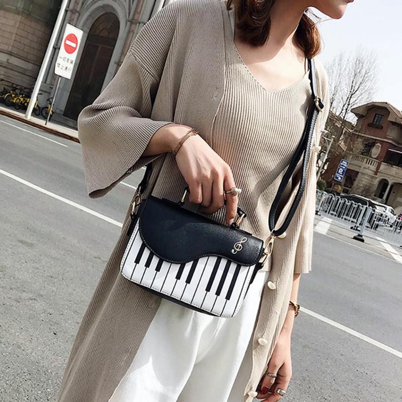 Cute Piano Pattern PU Leather Casual Ladies Handbag Shoulder Bag Crossbody Messenger Bag Pouch Totes Women&#39;s Flap bolsas