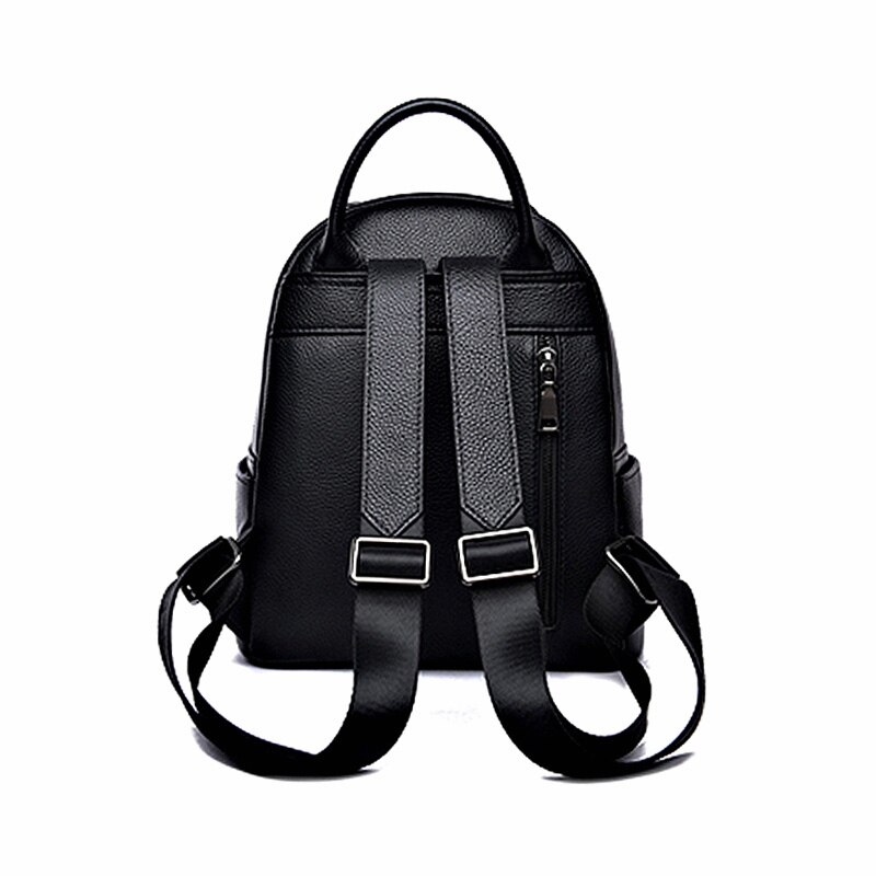 Soft Real Lederen Rugzak Vrouwen Zwarte Kleine Back Packs Voor Meisjes School Rugzak Voor Tieners Lederen Mochila Feminina