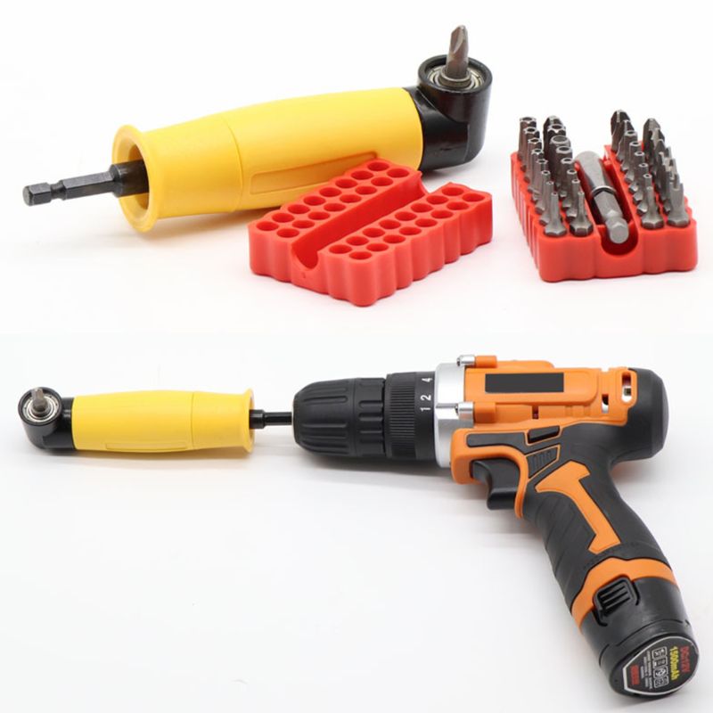 90 Degree Drill Bit Adapter Right Angle Screwdriver Driver Reversible Ratchet Labor-saving Batch Bender Tool