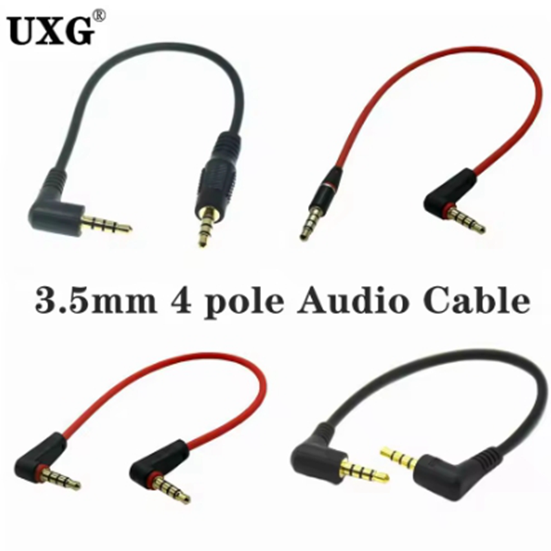 Universal- Ipod AUX 4 Pole Doppel 90 Grad Rechtwinklig 3,5 mm Stecker auf Stecker Stereo 3,5 mm Klinke Audio- Kurz 20 cm 100 cm Kabel