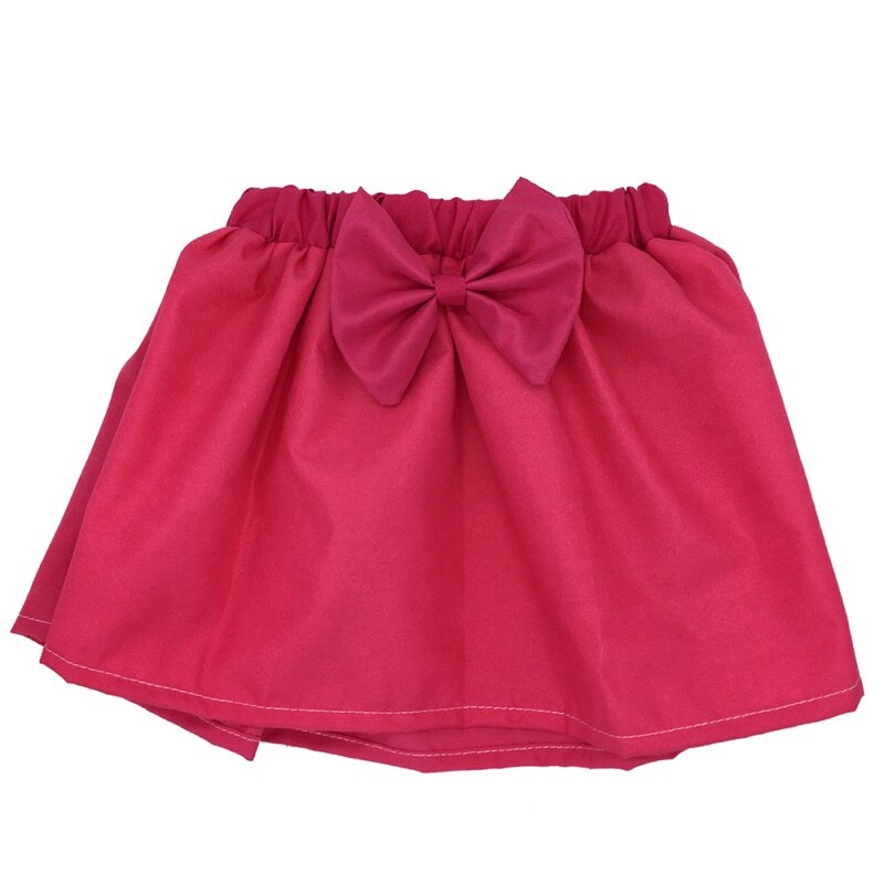 Baby Kid Mini Rok Meisje Leuke Geplooide Pluizige Rok Party Dance Rok Solid Bow Gedrukt Rokken: rose red